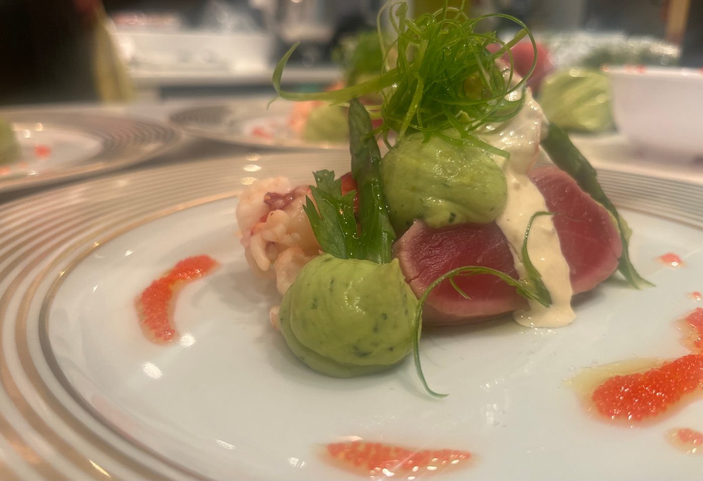 Seared tuna and lobster with avocado, asparagus, fine herbs and a light dressing by chef Troy Davidson
